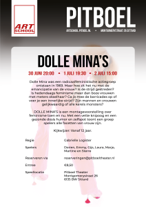 flyer productieklas 18+ van pitboel art school 2023. Toneel 18+, Dolle Mina's