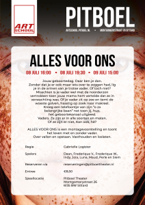 Flyer productie toneel12+ pitboel art school 2023