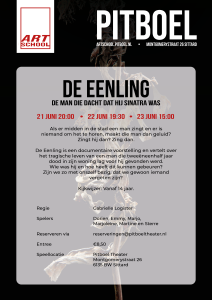 voorkant flyer de eenling productie 18+ toneel pitboel art school