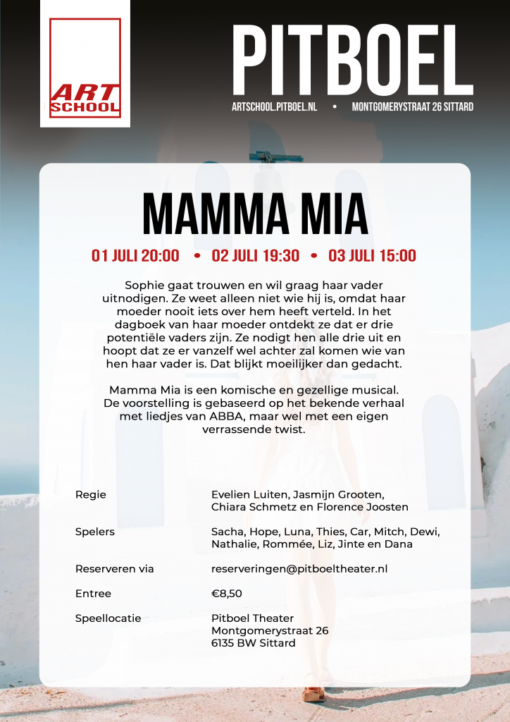 musical mamma mia achtterkant flyer