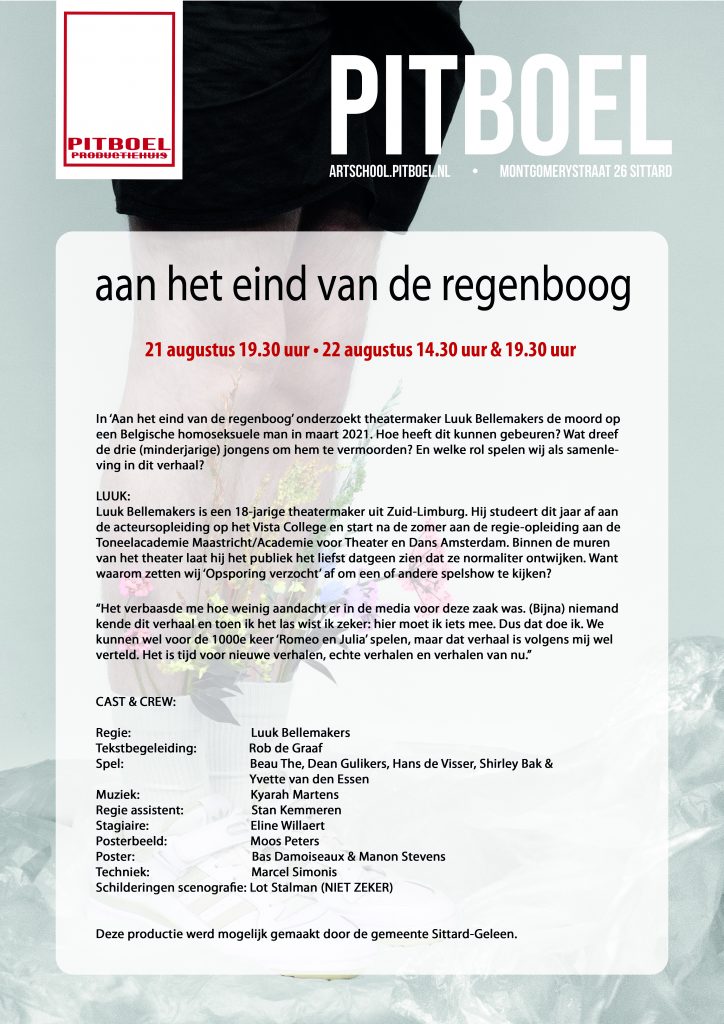 achterkant flyer aan het eind van de regenboog luuk bellemakers pitboel theater